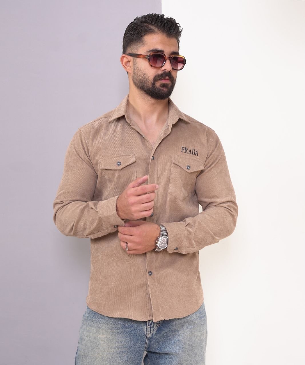 پیراهن مخمل کبریتی ریز Prada